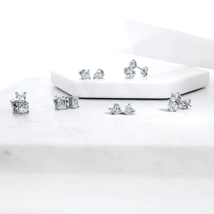 Solitaire CZ Stud Earrings in Sterling Silver 25ct BERRICLE Earrings