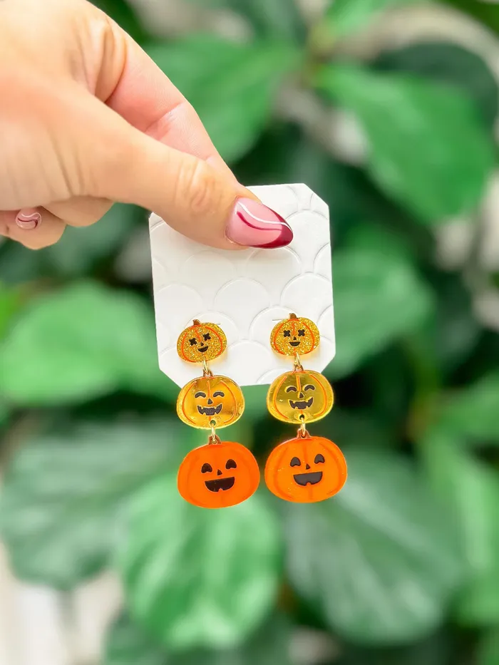 Stacked Pumpkin Dangle Earrings Orange Prep Obsessed FP Earrings