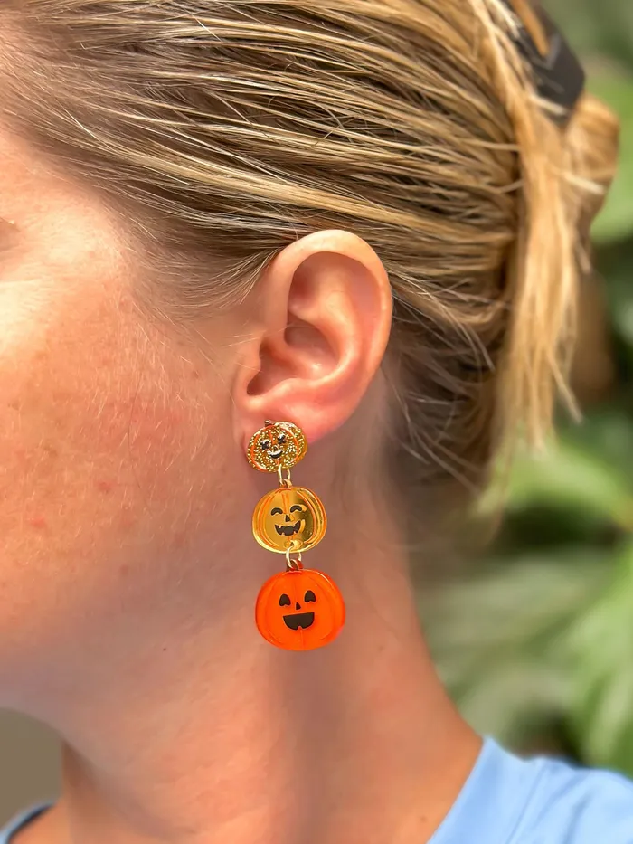 Stacked Pumpkin Dangle Earrings Orange Prep Obsessed FP Earrings