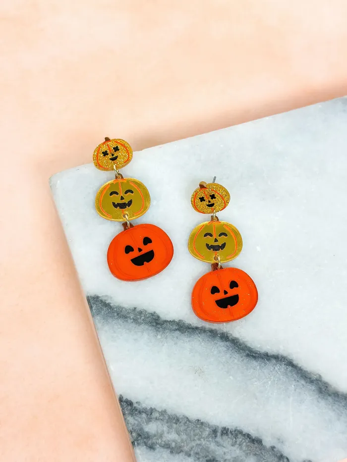 Stacked Pumpkin Dangle Earrings Orange Prep Obsessed FP Earrings