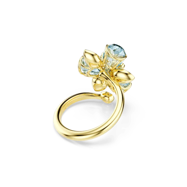 Swarovski Idyllia Open Ring Mixed Cuts Flower Blue GoldTone Plated Swarovski Rings Swarovski Idyllia Open Ring Mixed Cuts Flower Blue GoldTone Plated Swarovski Rings