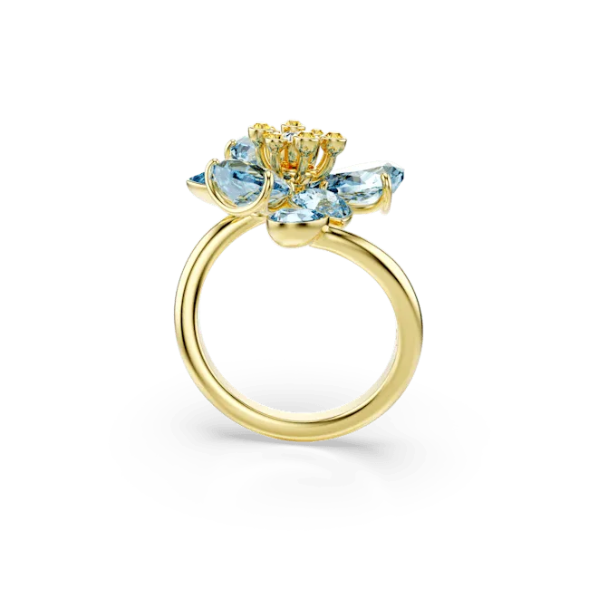 Swarovski Idyllia Open Ring Mixed Cuts Flower Blue GoldTone Plated Swarovski Rings Swarovski Idyllia Open Ring Mixed Cuts Flower Blue GoldTone Plated Swarovski Rings