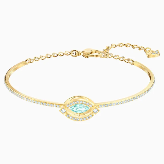Swarovski Sparkling Dance Bangle Green GoldTone Size M Swarovski Rings