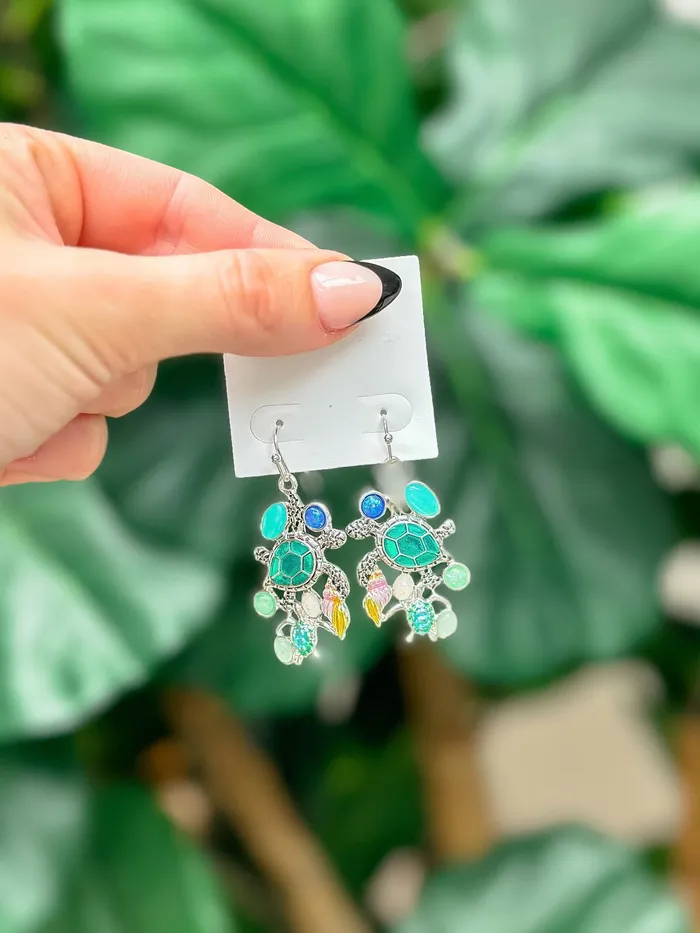 Turtle Enamel Charm Dangle Earrings Prep Obsessed MOA Earrings