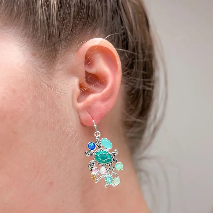 Turtle Enamel Charm Dangle Earrings Prep Obsessed MOA Earrings