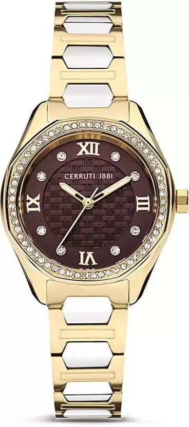 Watches Cerruti 1881 BRETAGNA Womens Brown Dial Analog l Watch Cerruti