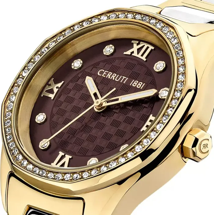 Watches Cerruti 1881 BRETAGNA Womens Brown Dial Analog l Watch Cerruti