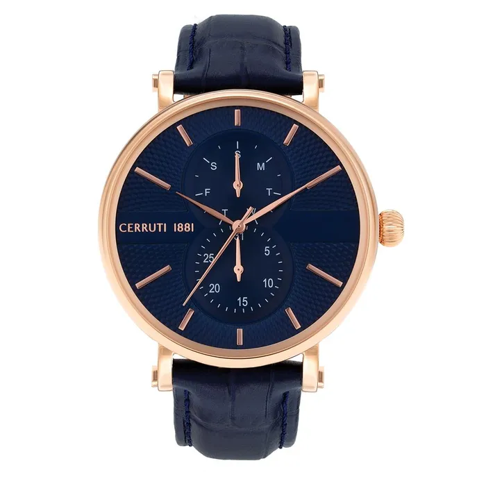 Watches Cerruti Cerruti Mens Watch With Blue Dial And Blue Leather Strap
