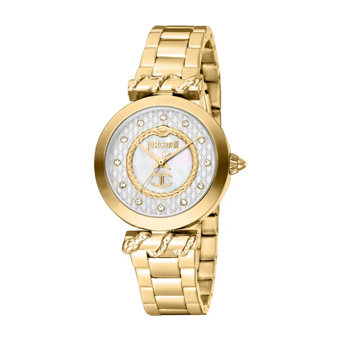 Watches Just Cavalli Just Cavalli Womens Watch with Gold Case and White MOP Dial Watches Just Cavalli Just Cavalli Womens Watch with Gold Case and White MOP Dial