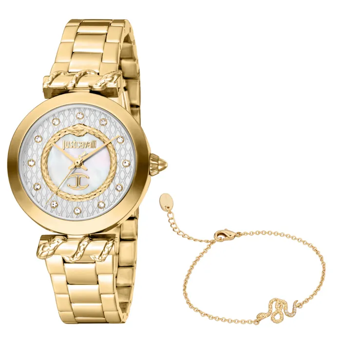 Watches Just Cavalli Just Cavalli Womens Watch with Gold Case and White MOP Dial