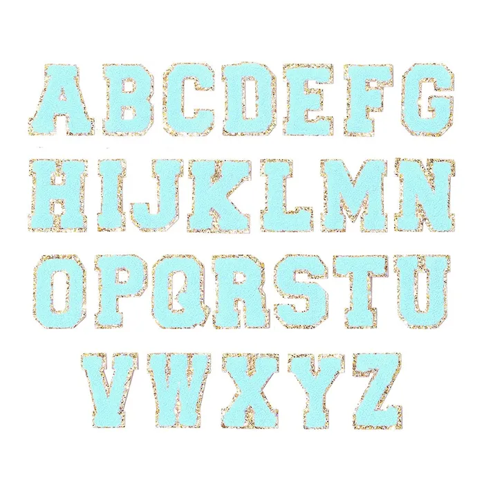 Wholesale Boutique PreStyled Sets Gold Glitter Varsity Letter Patch Mint Wholesale Boutique PreStyled Sets Gold Glitter Varsity Letter Patch Mint