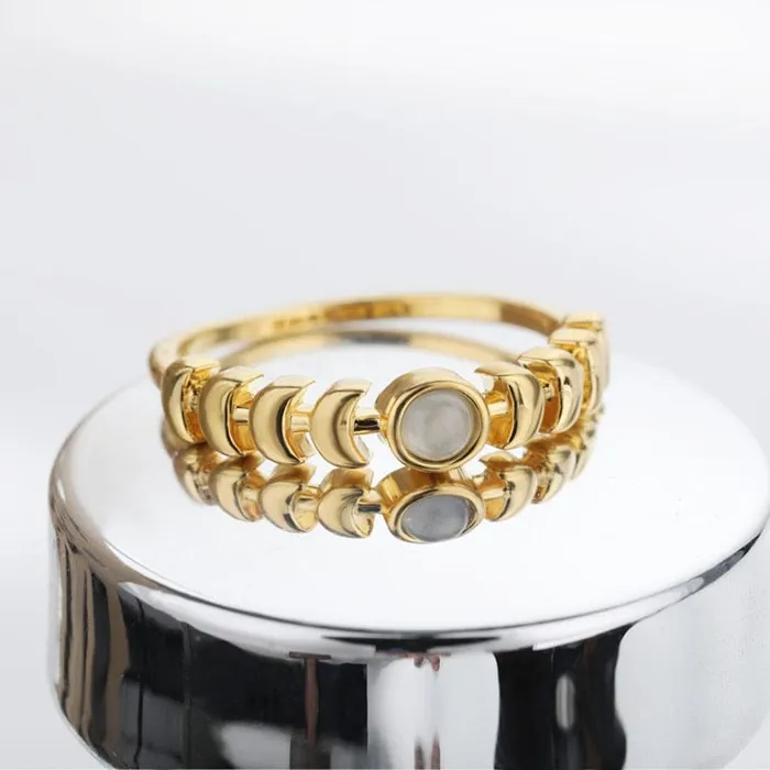 wickedafstore Rings Opal Crescent Moon Ring