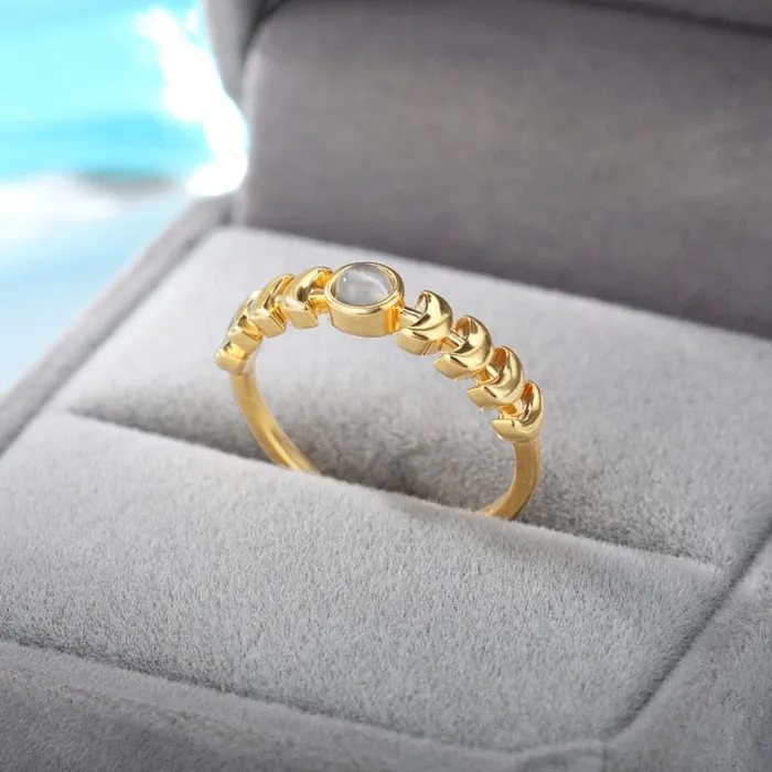 wickedafstore Rings Opal Crescent Moon Ring