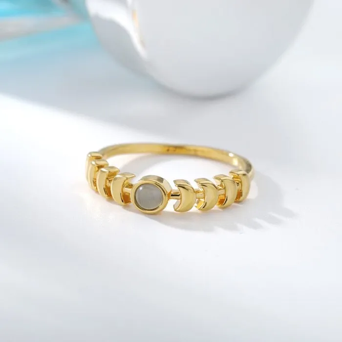 wickedafstore Rings Opal Crescent Moon Ring