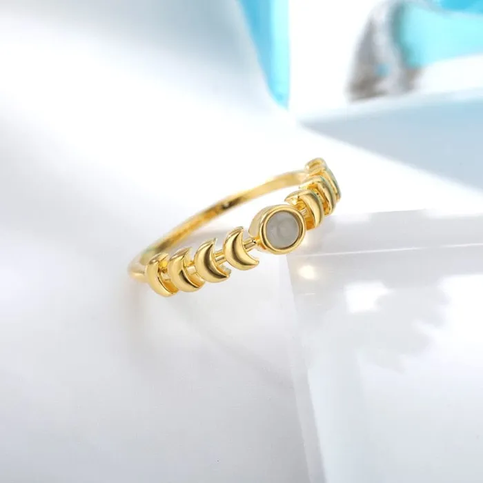 wickedafstore Rings Opal Crescent Moon Ring